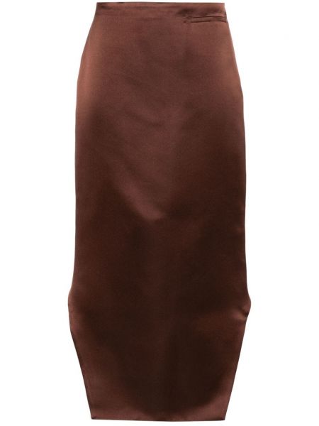 Σατέν φούστα με ψηλή μέση Givenchy καφέ