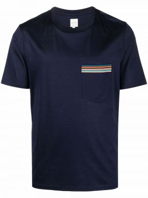 Kokvilnas t-krekls ar kabatām Paul Smith zils