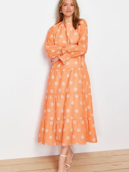 Φλοράλ φόρεμα με σχέδιο Trendyol πορτοκαλί