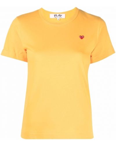 Bavlněné tričko s výšivkou Comme Des Garçons Play žluté