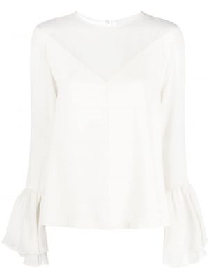 Блуза с волани Erika Cavallini бяло