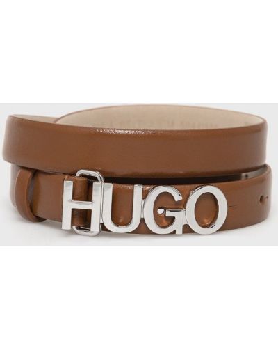Pasek skórzany Hugo brązowy