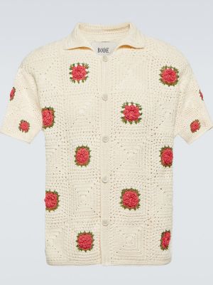 Bombažna srajca s cvetličnim vzorcem Bode bela