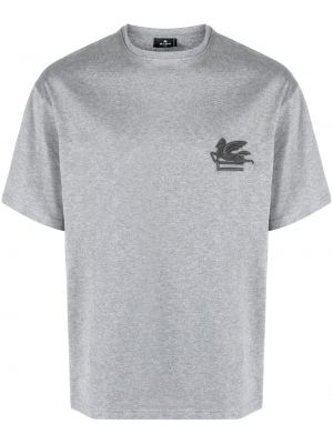 T-shirt mit stickerei aus baumwoll Etro grau