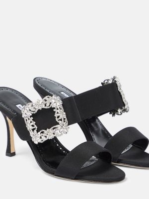 Saténové sandále Manolo Blahnik čierna