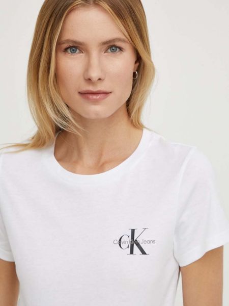 Koszulka bawełniana Calvin Klein Jeans różowa