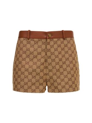 Shorts en cuir en coton Gucci