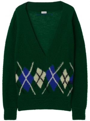 Аргайл вълнен пуловер Burberry зелено
