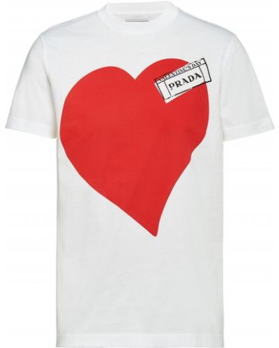 Tričko s potiskem jersey se srdcovým vzorem Prada