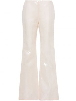 Παντελόνι με παγιέτες σε φαρδιά γραμμή Alberta Ferretti λευκό