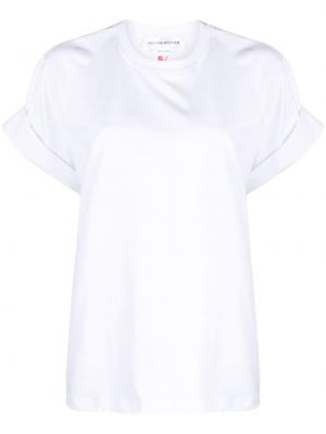 Памучна тениска с кръгло деколте Victoria Beckham бяло