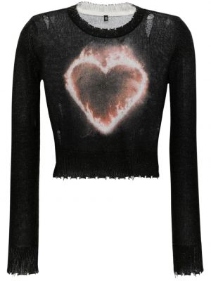 Džemper od kašmira s uzorkom srca R13 crna
