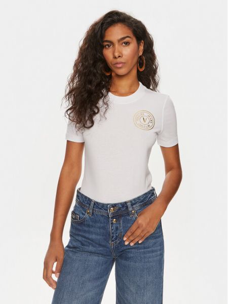 Marškinėliai slim fit Versace Jeans Couture balta