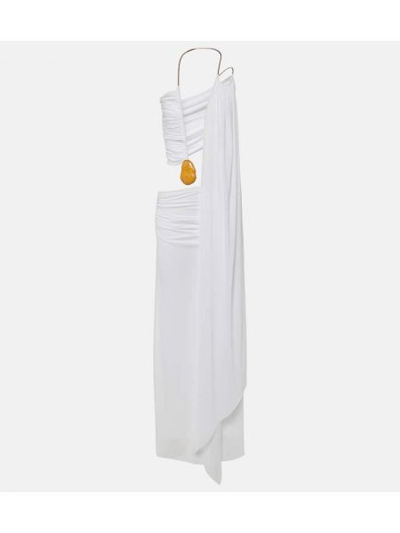 Drapované džerzej dlouhé šaty Christopher Esber biela