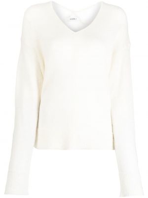 Плетен пуловер с v-образно деколте Goen.j бяло