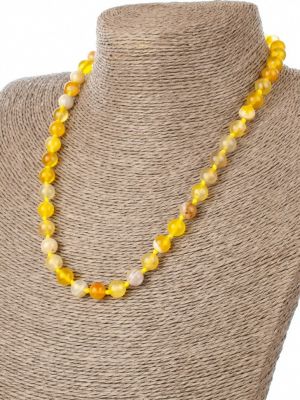 Ожерелье бусики-колечки желтое