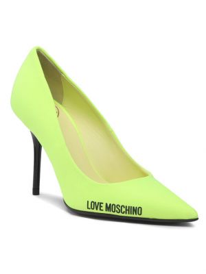Полуотворени обувки с ток Love Moschino жълто
