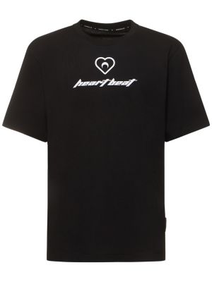 T-shirt en coton à imprimé en jersey Marine Serre noir