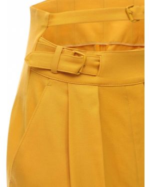 Vlněné rovné kalhoty Pushbutton žluté