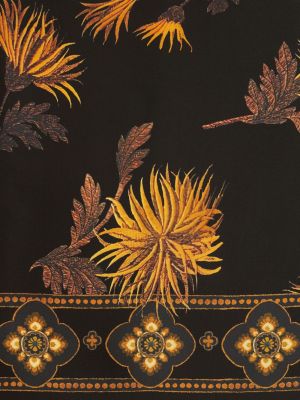 Květinový hedvábný šál s potiskem Etro černý