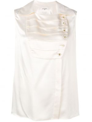 Blusa plisada Chanel Pre-owned blanco