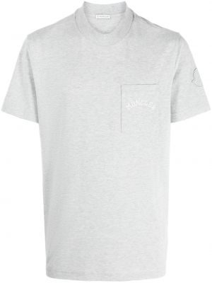 T-shirt brodé en coton Moncler gris