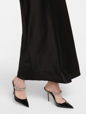 Satynowa sukienka midi z kryształkami David Koma czarna