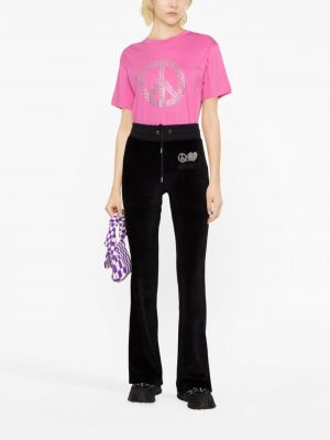 Tričko se cvočky Moschino Jeans růžové