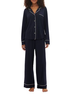 GapBody женские, 2 шт. Пижамный комплект с зубчатым воротником и длинными рукавами GAP, Navy Uniform