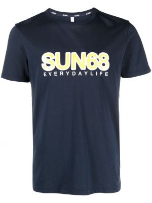 Bombažna majica s potiskom Sun 68 modra