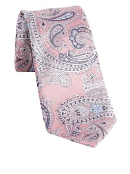 Mens M&S Collection Paisley Pure Silk Tie - Pink, Pink M&s Collection