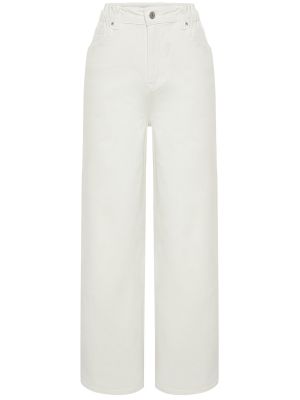 Voľné džínsy s vysokým pásom Trendyol biela