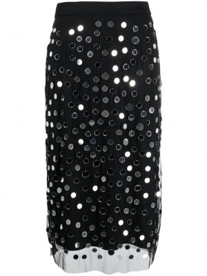 Midi sukně s flitry na zip z polyesteru Essentiel Antwerp - černá