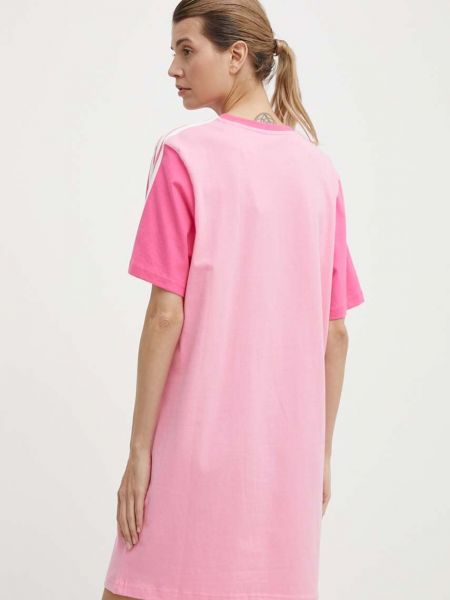 Oversized pamut mini ruha Adidas rózsaszín