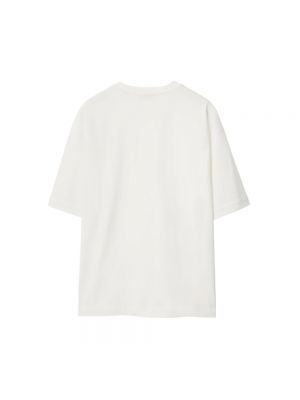 Camiseta de algodón de cuello redondo Burberry blanco