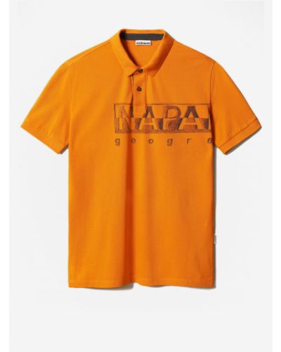 Tričko s potiskem Napapijri oranžové