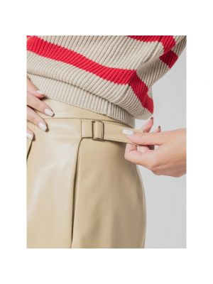 Pantalones cortos de cuero Erika Cavallini beige