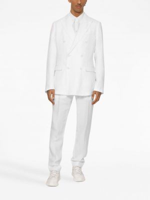 Lněné rovné kalhoty Dolce & Gabbana bílé