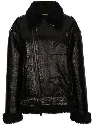 Ādas jaka Dolce & Gabbana melns