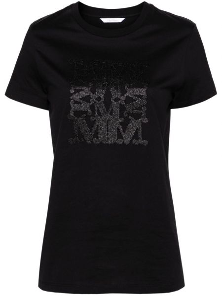T-shirt brodé en coton Max Mara noir