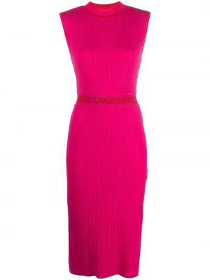 Плетена миди рокля без ръкави Karl Lagerfeld розово