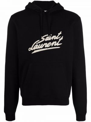 Kokvilnas kapučdžemperis ar apdruku Saint Laurent melns