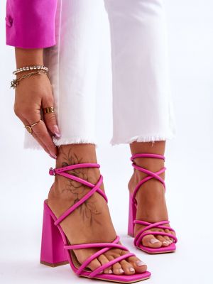 Sandály na podpatku na vysokém podpatku Kesi růžové