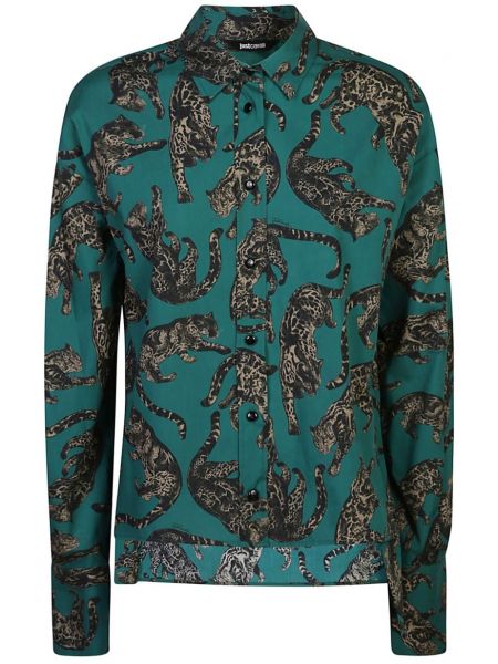 Leopard skjorte med print Just Cavalli grøn