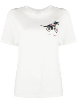 T-shirt med mönster Lacoste vit