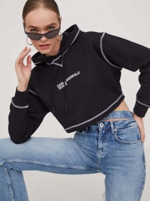 Mikina s kapucí s aplikacemi Karl Lagerfeld Jeans černá