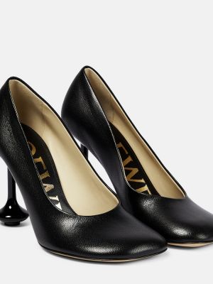 Кожени полуотворени обувки Loewe черно