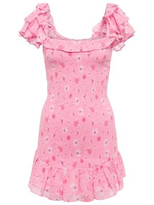 Bavlněné mini šaty Loveshackfancy - růžová