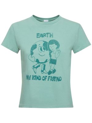 T-shirt di cotone con stampa Re/done verde