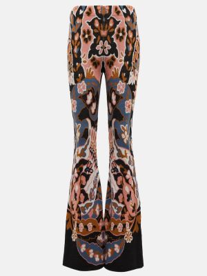 Pantaloni cu picior drept cu talie înaltă de lână cu model floral Etro